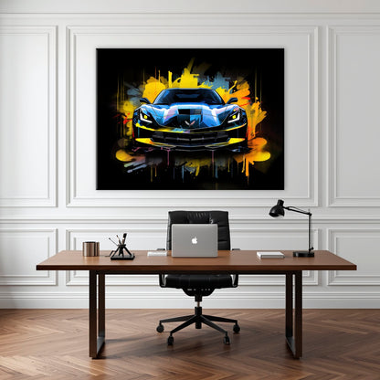 Chevrolet Corvette Wall Art – Pop Art Canvas Print -Sports Car Art Cars