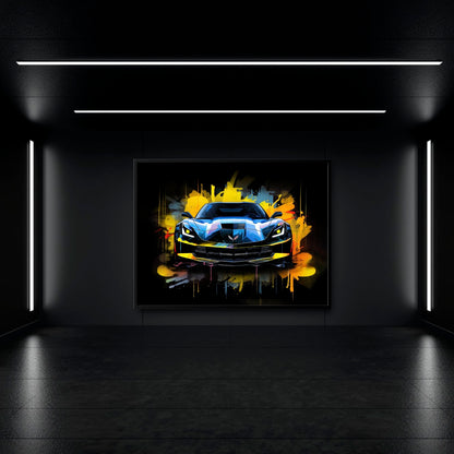 Chevrolet Corvette Wall Art – Pop Art Canvas Print -Sports Car Art Cars