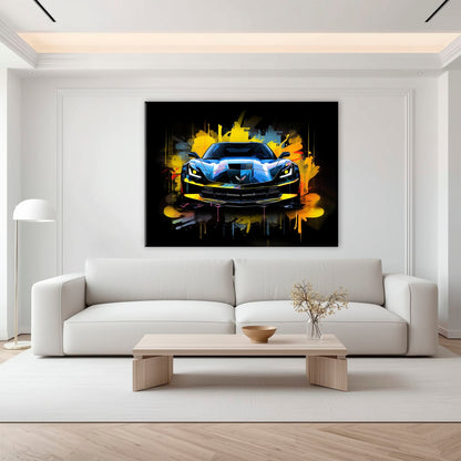 Chevrolet Corvette Wall Art – Pop Art Canvas Print -Sports Car Art Cars