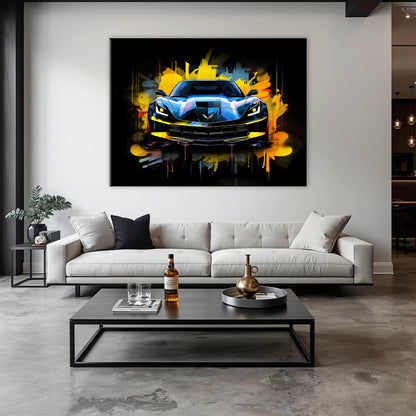 Chevrolet Corvette Wall Art – Pop Art Canvas Print -Sports Car Art Cars