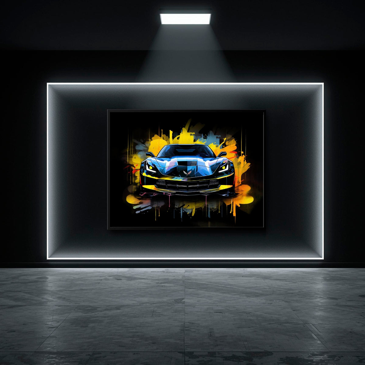Chevrolet Corvette Wall Art – Pop Art Canvas Print -Sports Car Art Cars