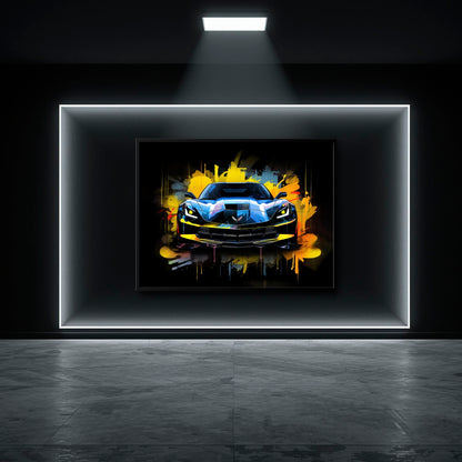 Chevrolet Corvette Wall Art – Pop Art Canvas Print -Sports Car Art Cars