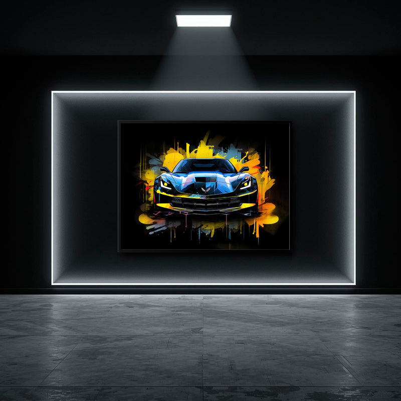 Chevrolet Corvette Wall Art – Pop Art Canvas Print -Sports Car Art Cars