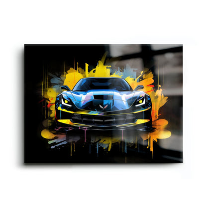 Chevrolet Corvette Wall Art – Pop Art Canvas Print -Sports Car Art Cars