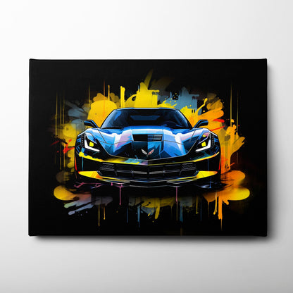 Chevrolet Corvette Wall Art – Pop Art Canvas Print -Sports Car Art Cars
