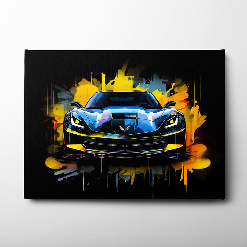 Chevrolet Corvette Wall Art – Pop Art Canvas Print -Sports Car Art Cars