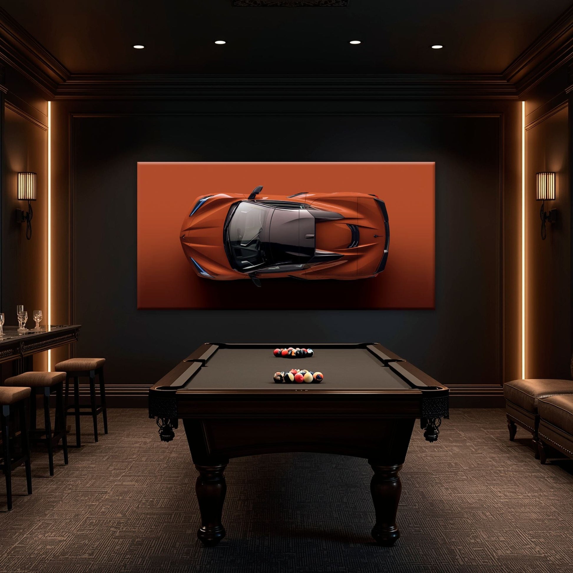 Chevrolet Corvette C8 Stingray Wall Art – Red Supercar Canvas Print Cars
