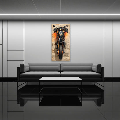 Blueprint Canvas Print – Cyberpunk Motorcycle Wall Art-Retro Bike Art Motorcycle