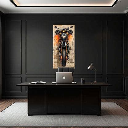 Blueprint Canvas Print – Cyberpunk Motorcycle Wall Art-Retro Bike Art Motorcycle