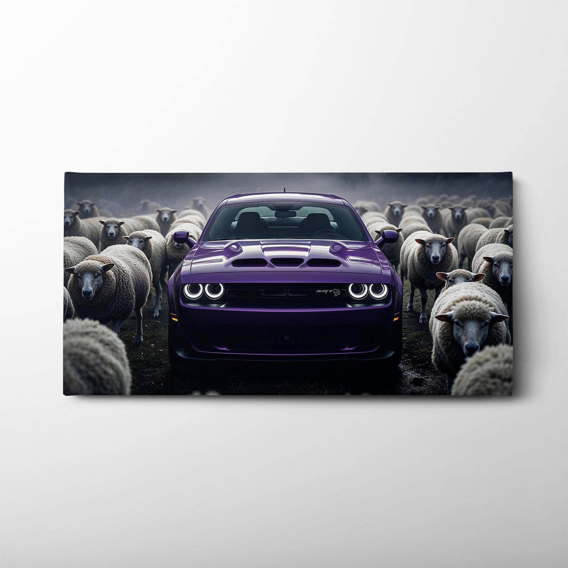 Dodge Challenger Hellcat Black Sheep Wall Art – Purple Muscle Car Canvas Print Cars