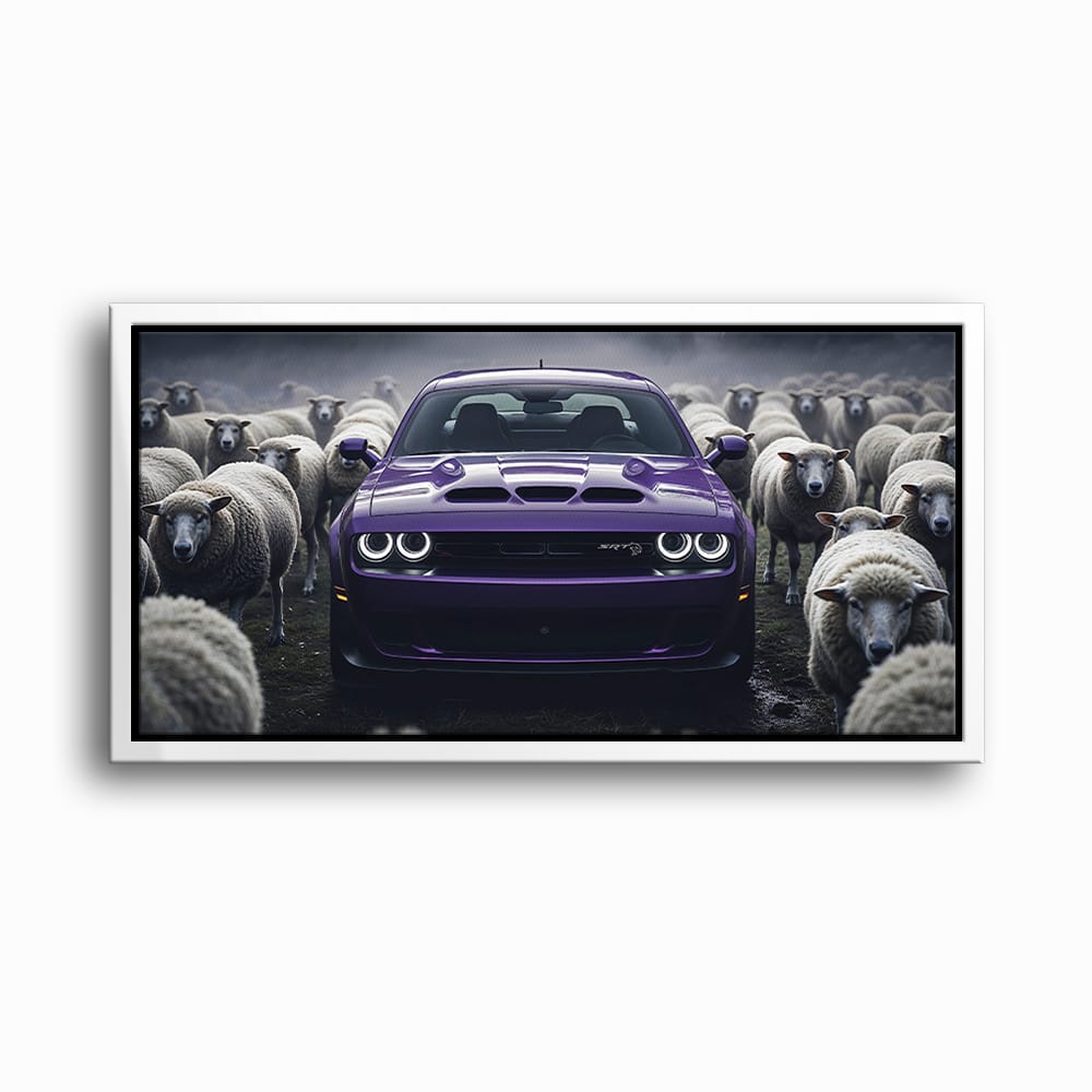 Dodge Challenger Hellcat Black Sheep Wall Art – Purple Muscle Car Canvas Print Cars