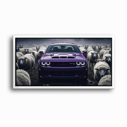 Dodge Challenger Hellcat Black Sheep Wall Art – Purple Muscle Car Canvas Print Cars