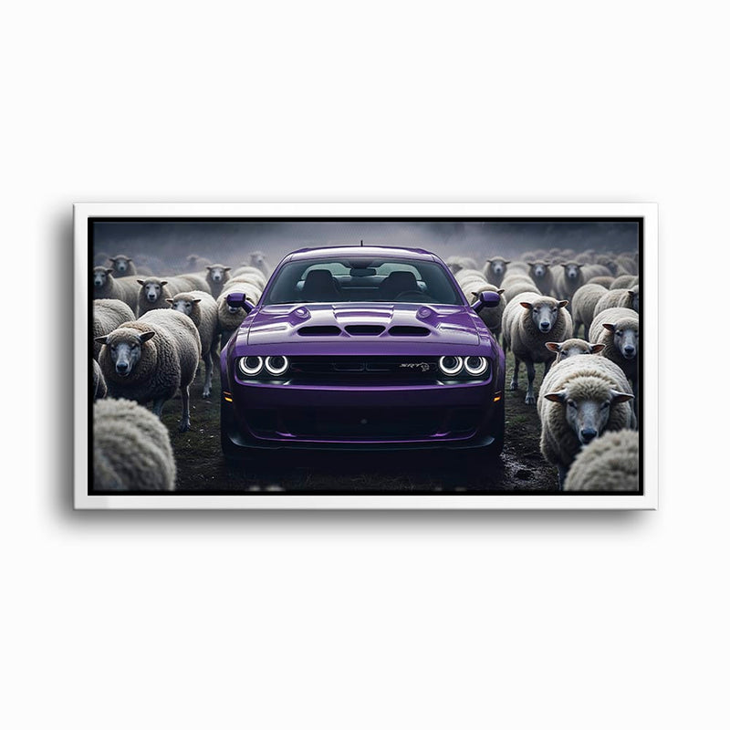 Dodge Challenger Hellcat Black Sheep Wall Art – Purple Muscle Car Canvas Print Cars