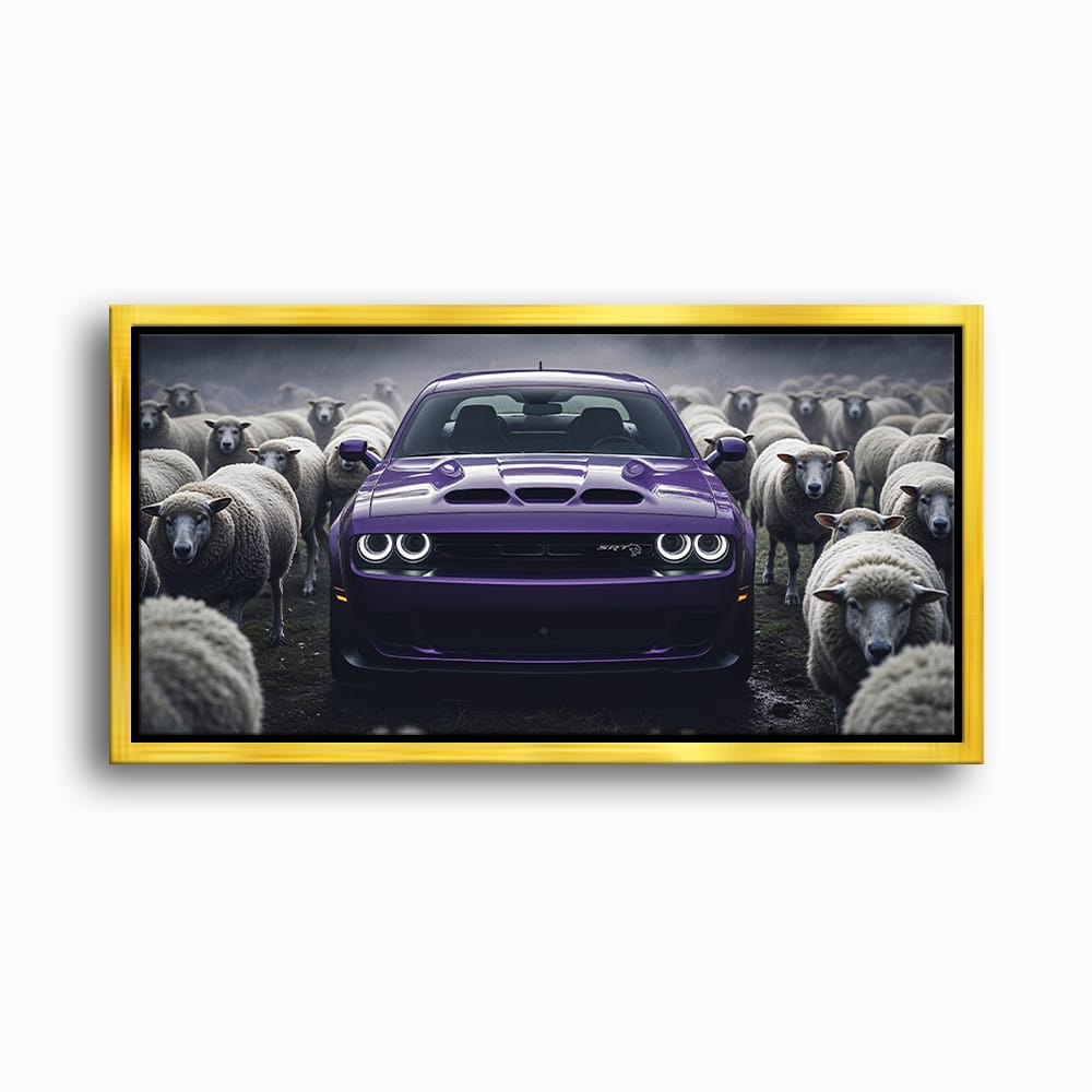 Dodge Challenger Hellcat Black Sheep Wall Art – Purple Muscle Car Canvas Print Cars
