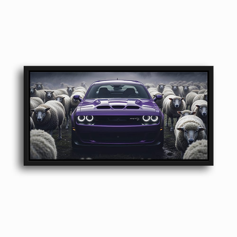 Dodge Challenger Hellcat Black Sheep Wall Art – Purple Muscle Car Canvas Print Cars