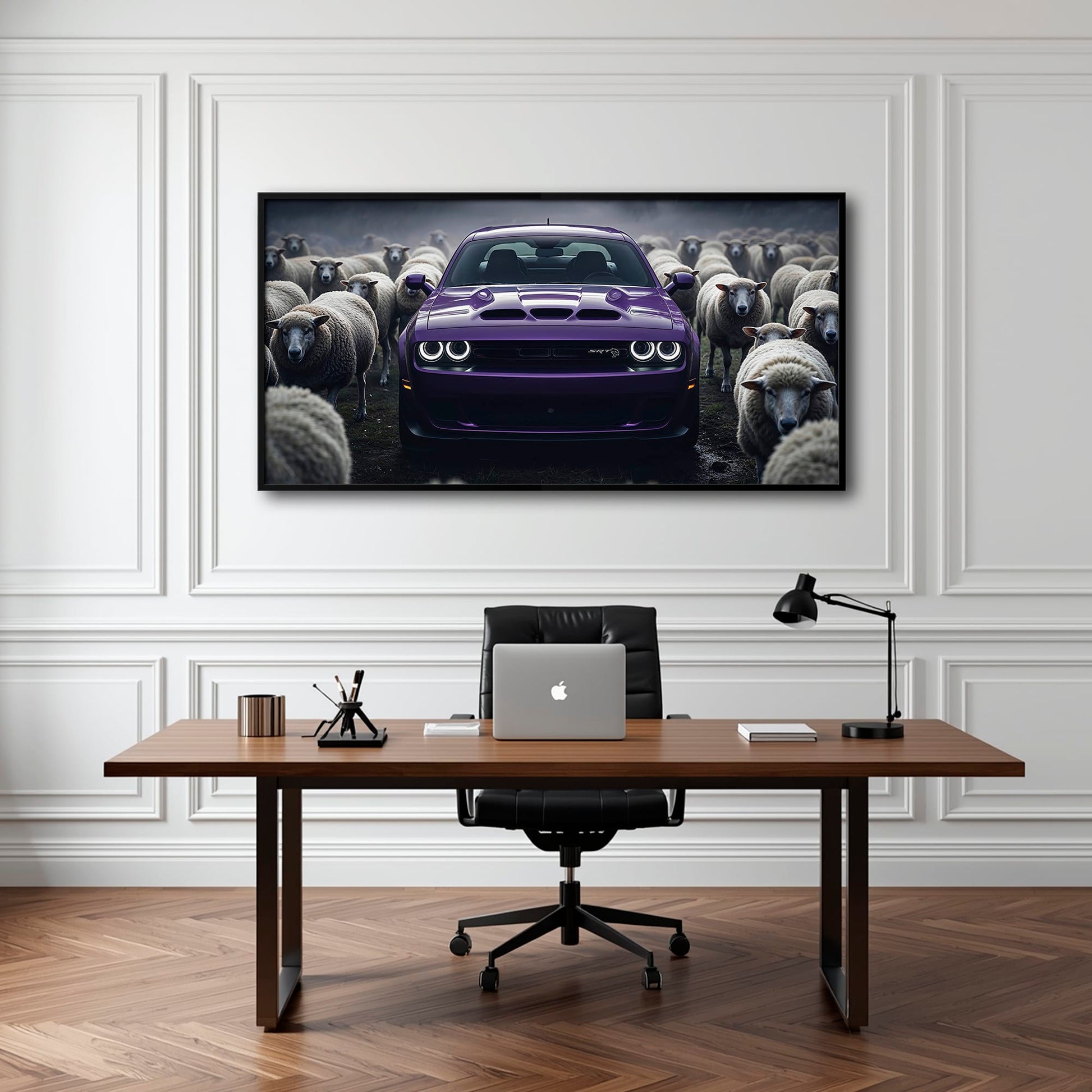 Dodge Challenger Hellcat Black Sheep Wall Art – Purple Muscle Car Canvas Print Cars