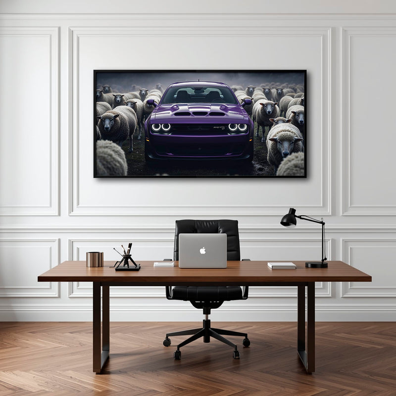 Dodge Challenger Hellcat Black Sheep Wall Art – Purple Muscle Car Canvas Print Cars