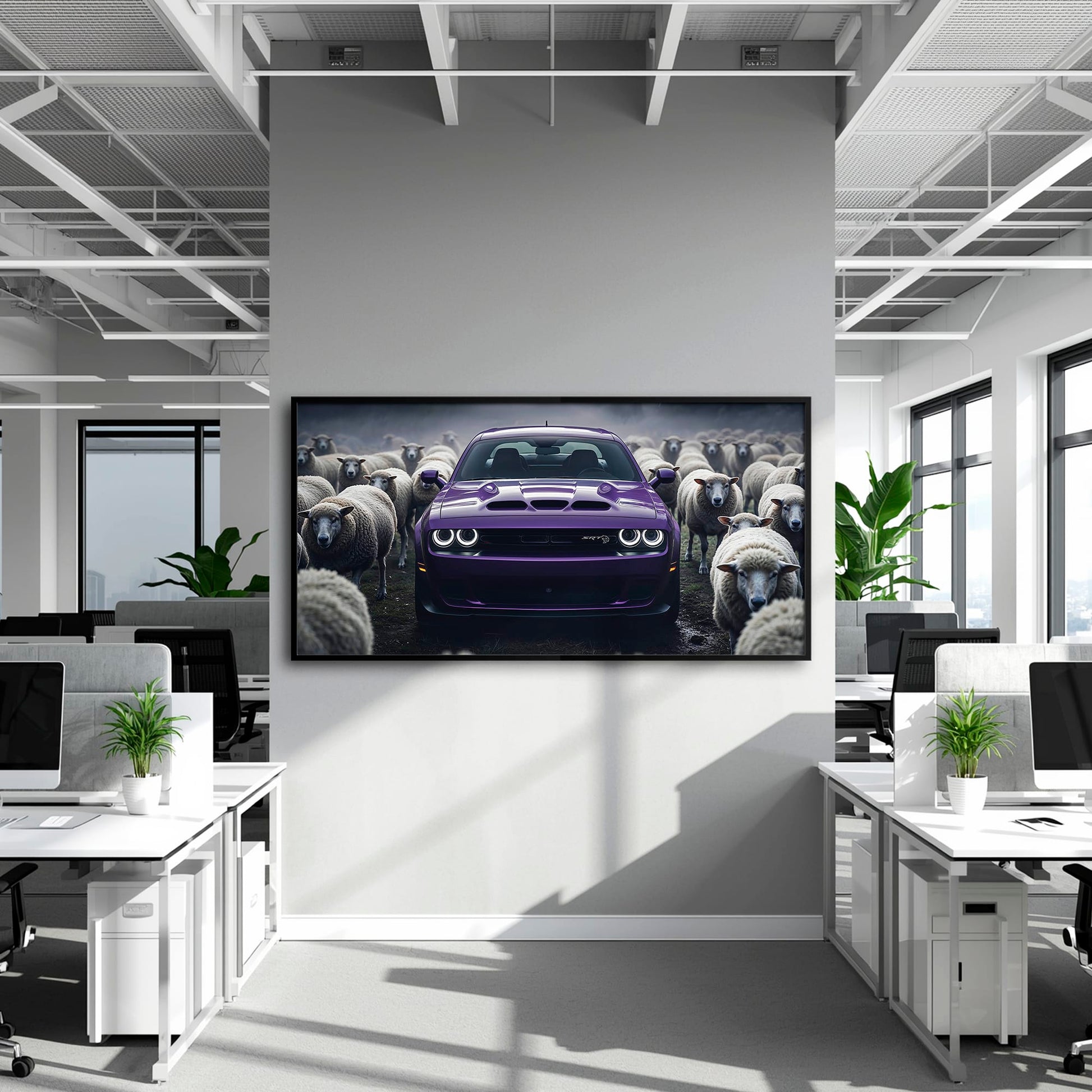 Dodge Challenger Hellcat Black Sheep Wall Art – Purple Muscle Car Canvas Print Cars