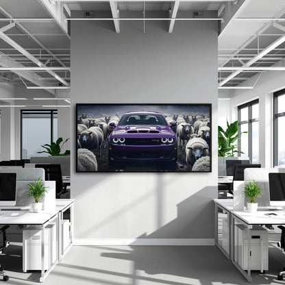 Dodge Challenger Hellcat Black Sheep Wall Art – Purple Muscle Car Canvas Print Cars