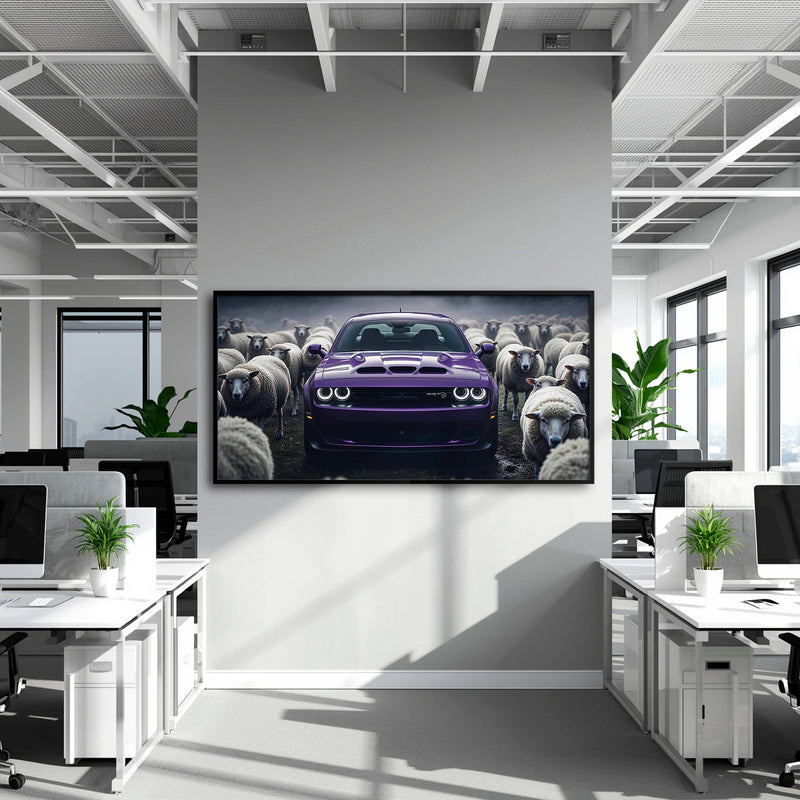 Dodge Challenger Hellcat Black Sheep Wall Art – Purple Muscle Car Canvas Print Cars