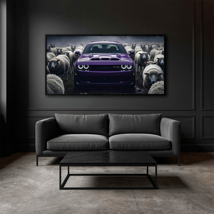 Dodge Challenger Hellcat Black Sheep Wall Art – Purple Muscle Car Canvas Print Cars