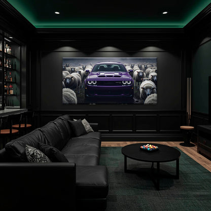 Dodge Challenger Hellcat Black Sheep Wall Art – Purple Muscle Car Canvas Print Cars