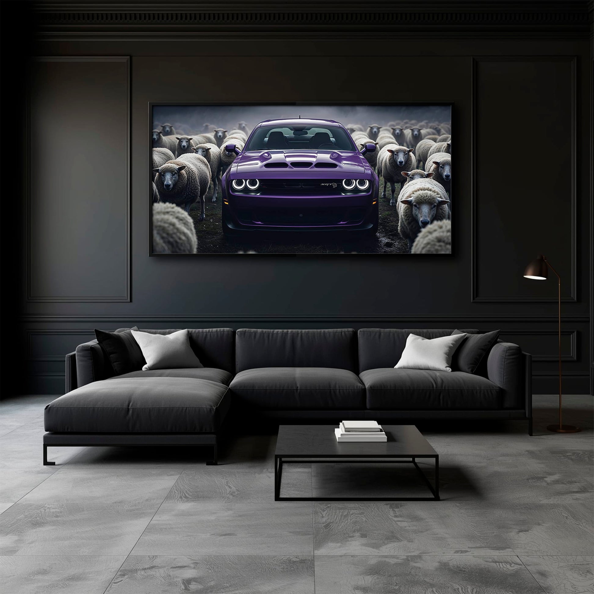 Dodge Challenger Hellcat Black Sheep Wall Art – Purple Muscle Car Canvas Print Cars