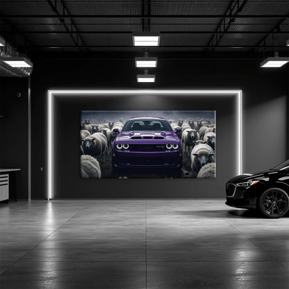 Dodge Challenger Hellcat Black Sheep Wall Art – Purple Muscle Car Canvas Print Cars