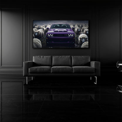 Dodge Challenger Hellcat Black Sheep Wall Art – Purple Muscle Car Canvas Print Cars