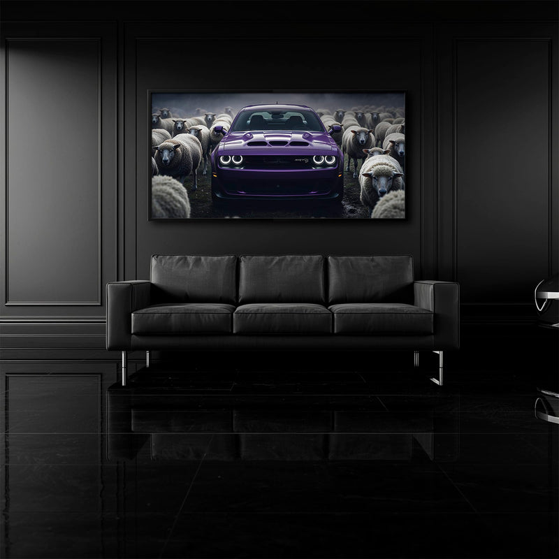 Dodge Challenger Hellcat Black Sheep Wall Art – Purple Muscle Car Canvas Print Cars