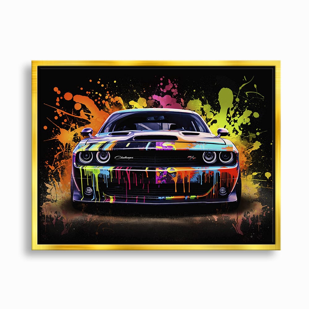 Dodge Challenger R/T Color Burst Wall Art – Graffiti Muscle Car Canvas Cars
