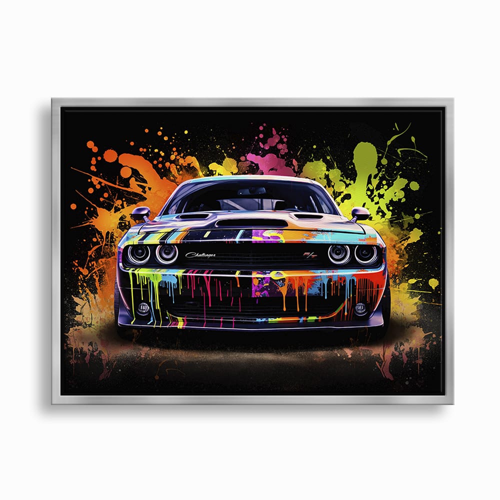 Dodge Challenger R/T Color Burst Wall Art – Graffiti Muscle Car Canvas Cars