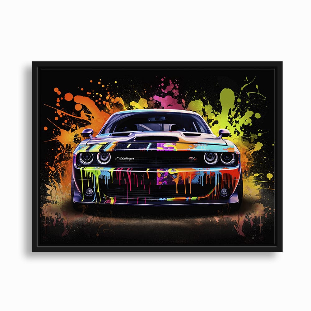 Dodge Challenger R/T Color Burst Wall Art – Graffiti Muscle Car Canvas Cars