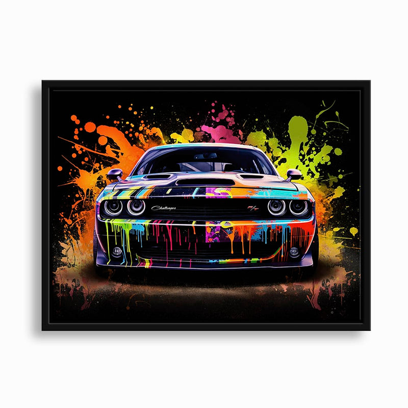 Dodge Challenger R/T Color Burst Wall Art – Graffiti Muscle Car Canvas Cars