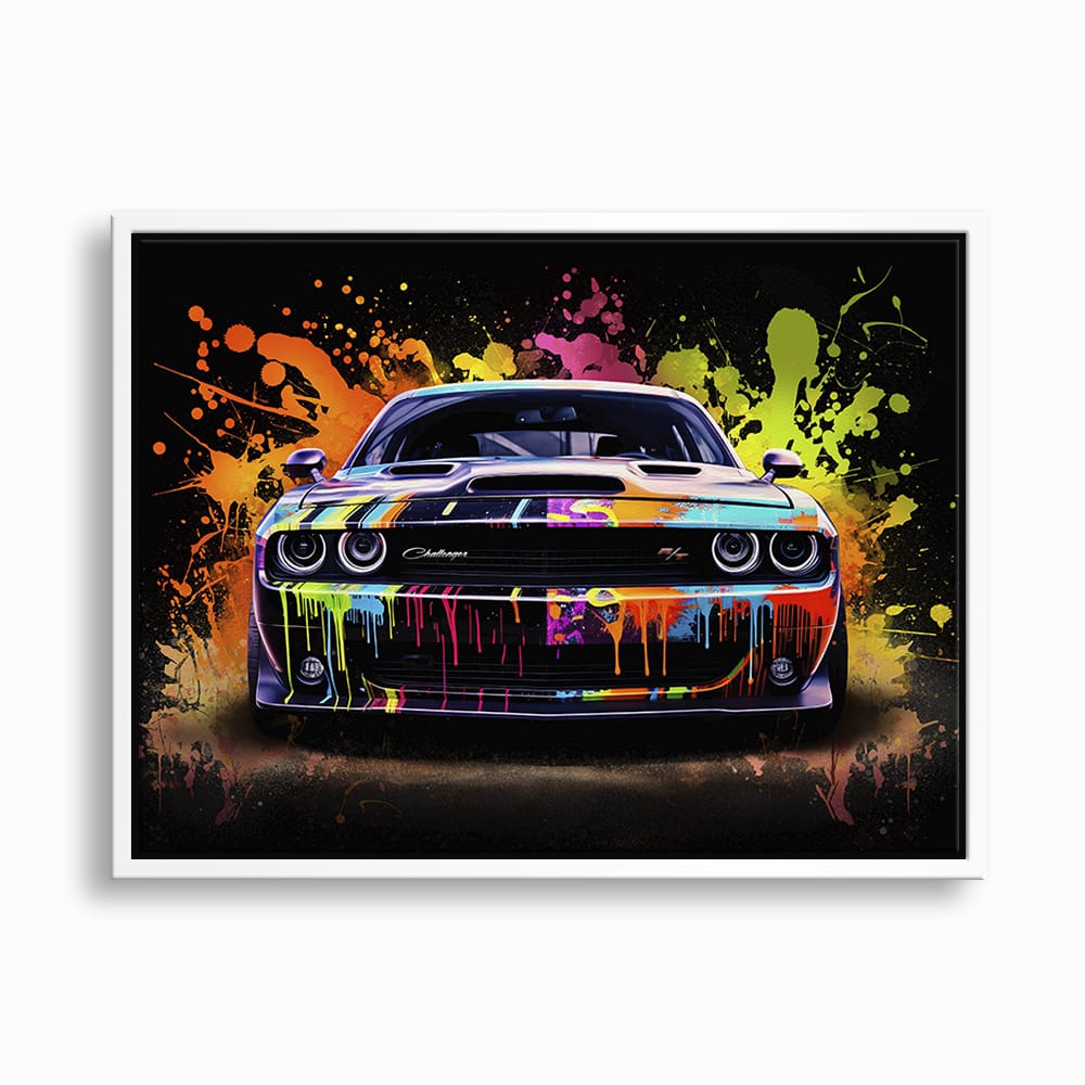 Dodge Challenger R/T Color Burst Wall Art – Graffiti Muscle Car Canvas Cars