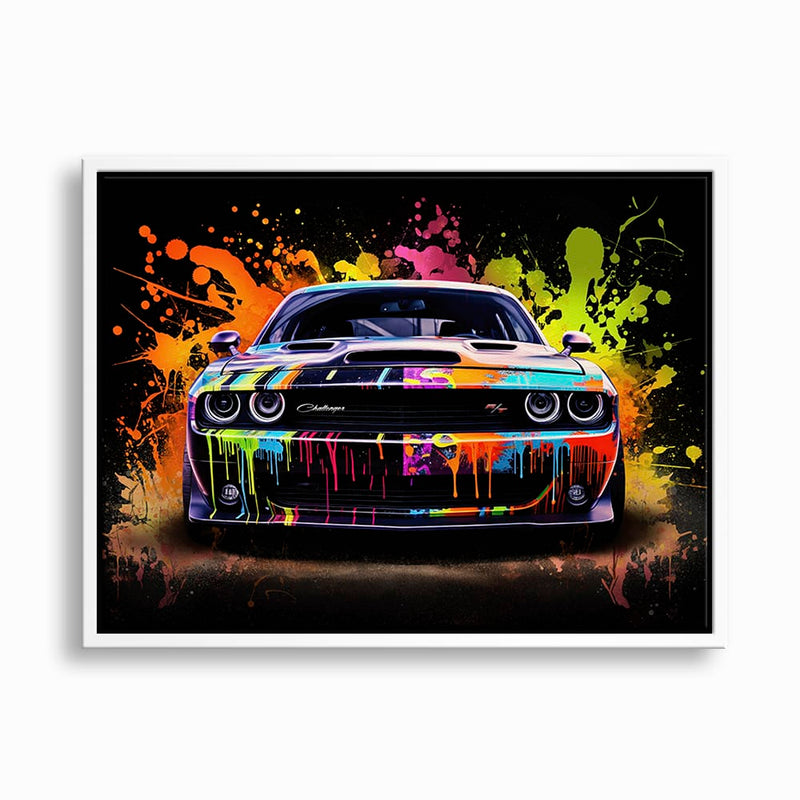 Dodge Challenger R/T Color Burst Wall Art – Graffiti Muscle Car Canvas Cars
