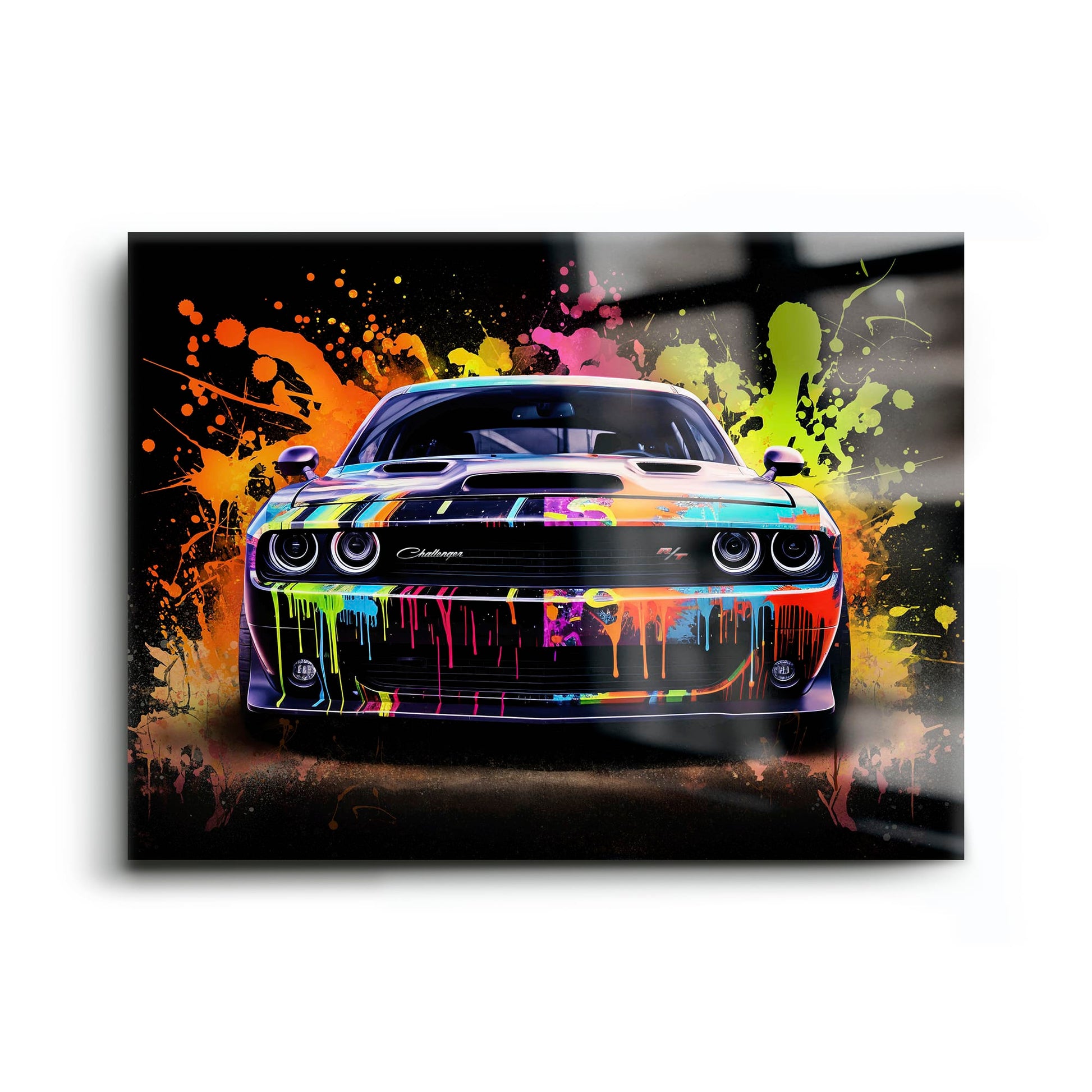 Dodge Challenger R/T Color Burst Wall Art – Graffiti Muscle Car Canvas Cars
