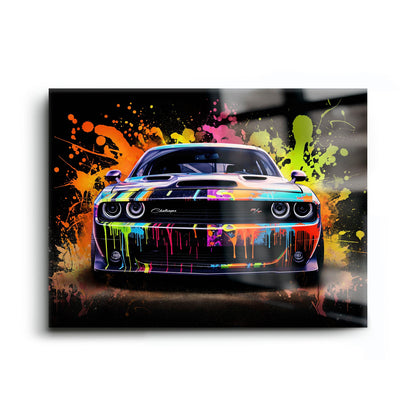 Dodge Challenger R/T Color Burst Wall Art – Graffiti Muscle Car Canvas Cars