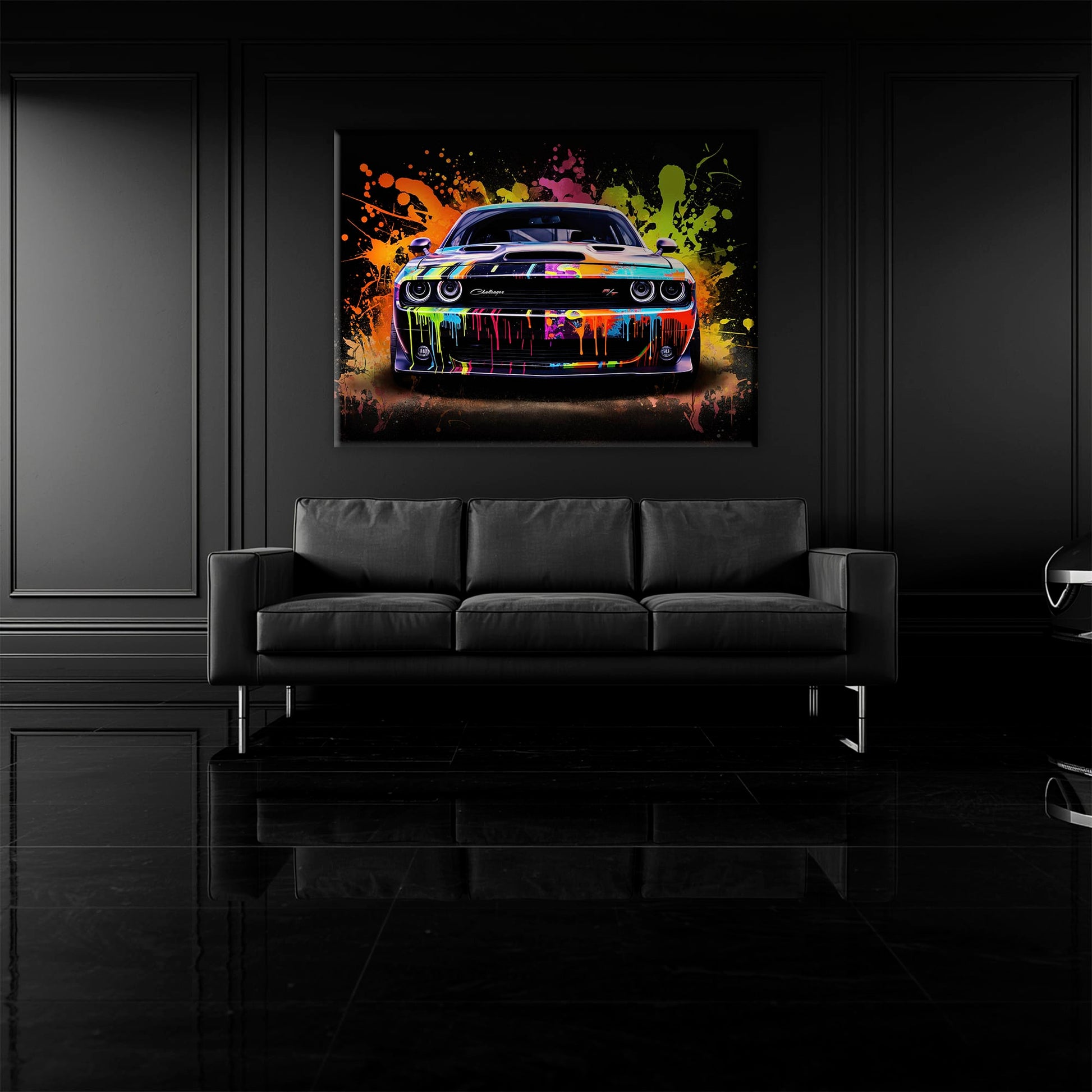 Dodge Challenger R/T Color Burst Wall Art – Graffiti Muscle Car Canvas Cars