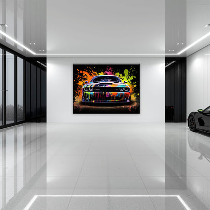 Dodge Challenger R/T Color Burst Wall Art – Graffiti Muscle Car Canvas Cars