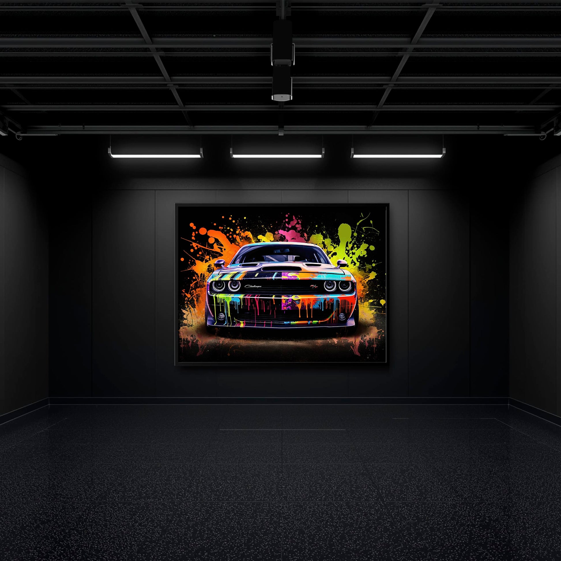 Dodge Challenger R/T Color Burst Wall Art – Graffiti Muscle Car Canvas Cars