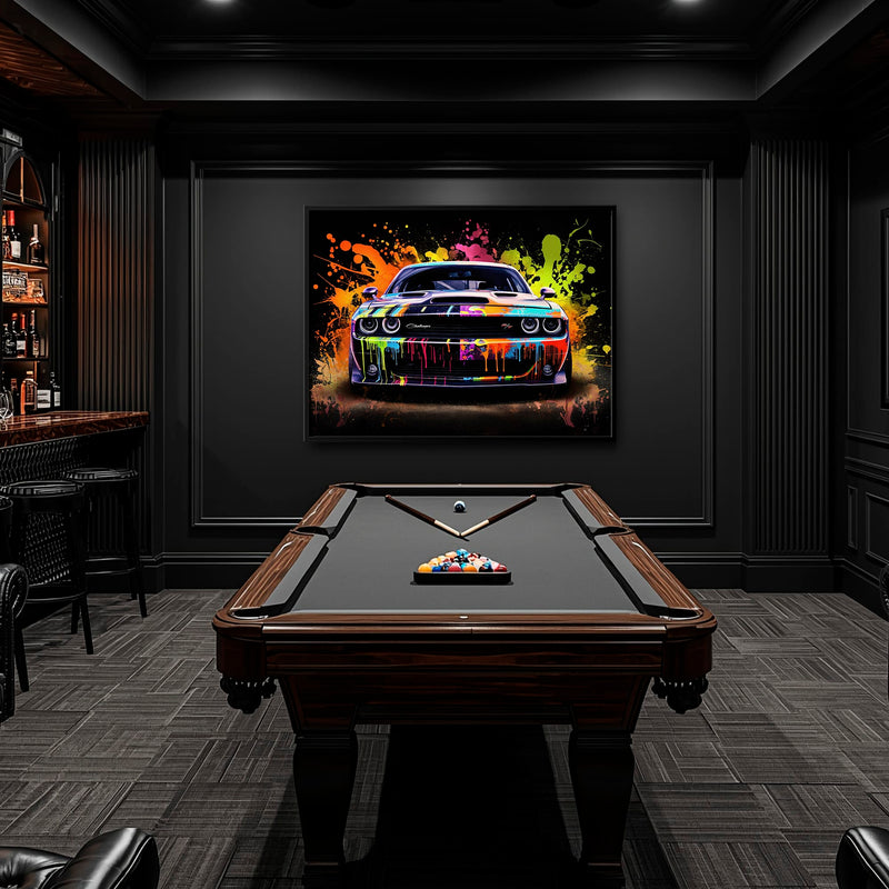 Dodge Challenger R/T Color Burst Wall Art – Graffiti Muscle Car Canvas Cars
