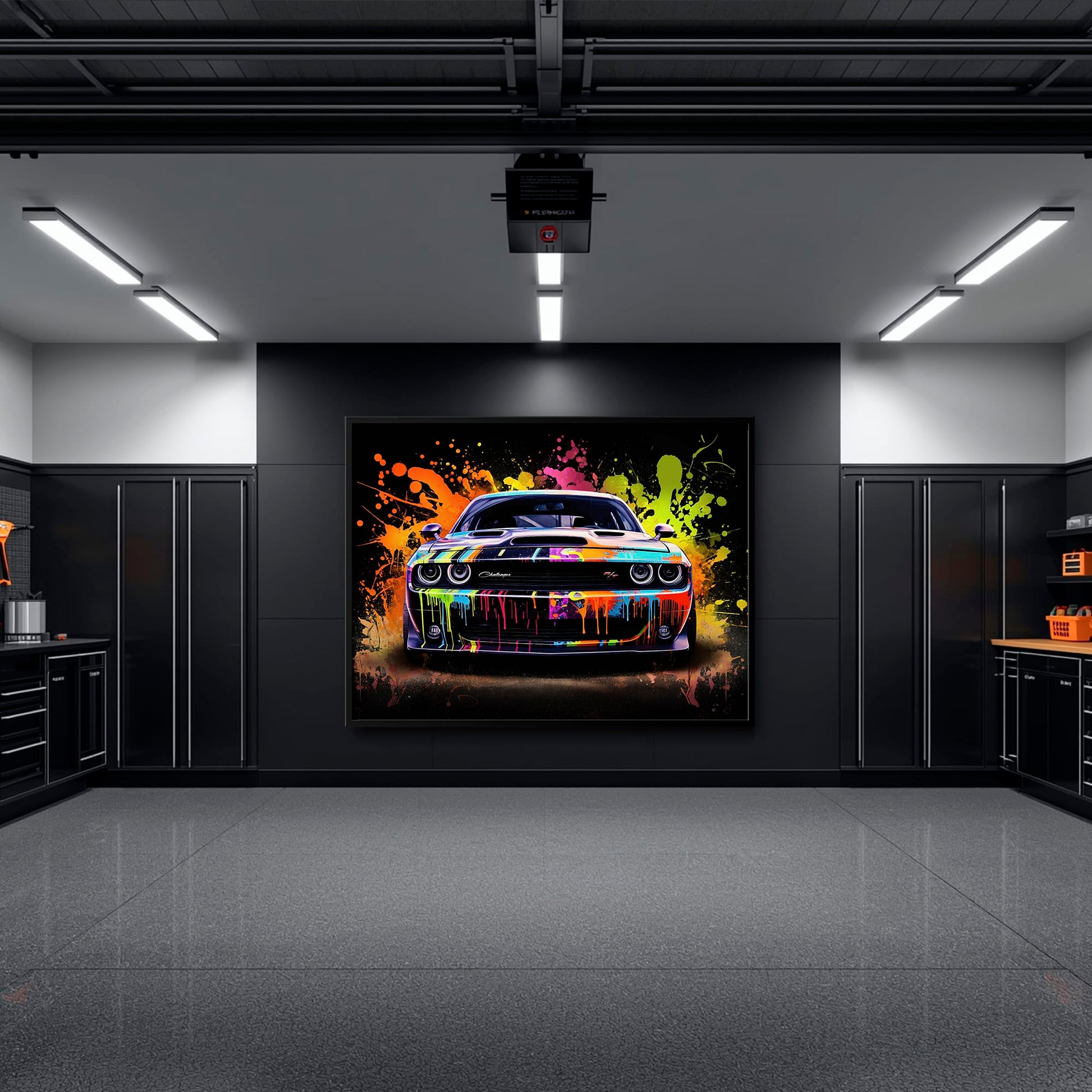 Dodge Challenger R/T Color Burst Wall Art – Graffiti Muscle Car Canvas Cars