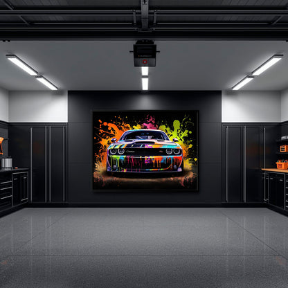 Dodge Challenger R/T Color Burst Wall Art – Graffiti Muscle Car Canvas Cars