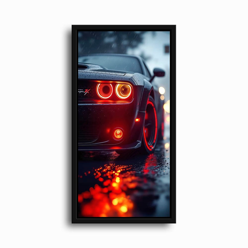 Dodge Challenger R/T Red Rain Wall Art – Muscle Car Canvas Print Cars