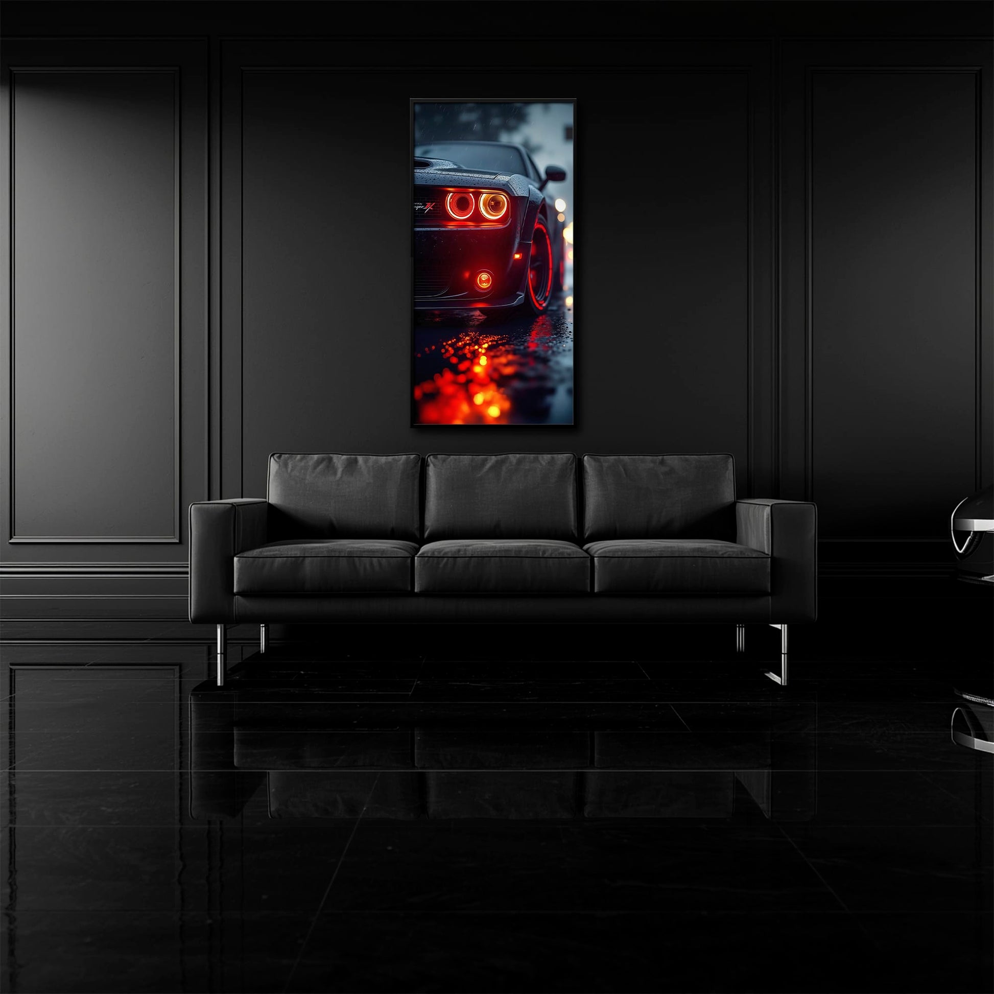Dodge Challenger R/T Red Rain Wall Art – Muscle Car Canvas Print Cars