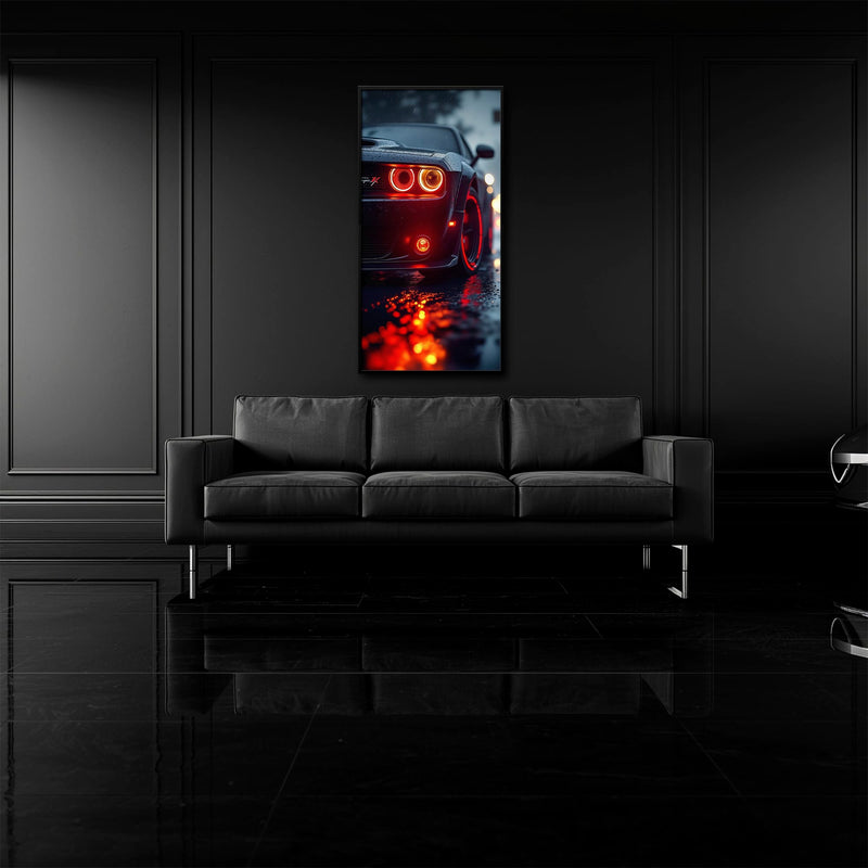 Dodge Challenger R/T Red Rain Wall Art – Muscle Car Canvas Print Cars