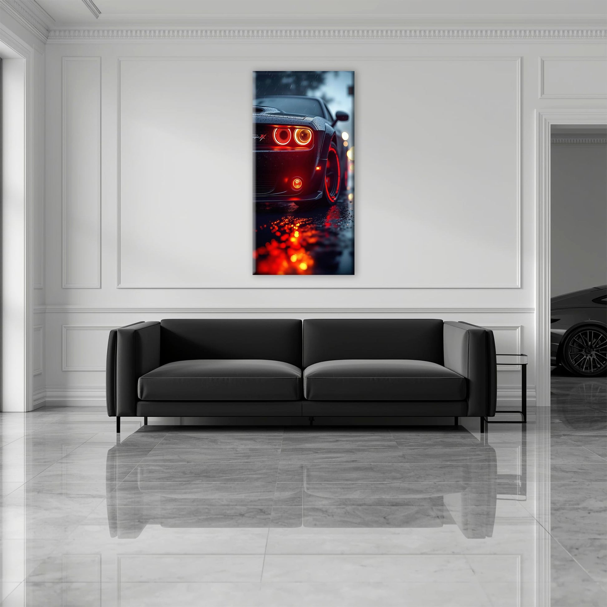 Dodge Challenger R/T Red Rain Wall Art – Muscle Car Canvas Print Cars