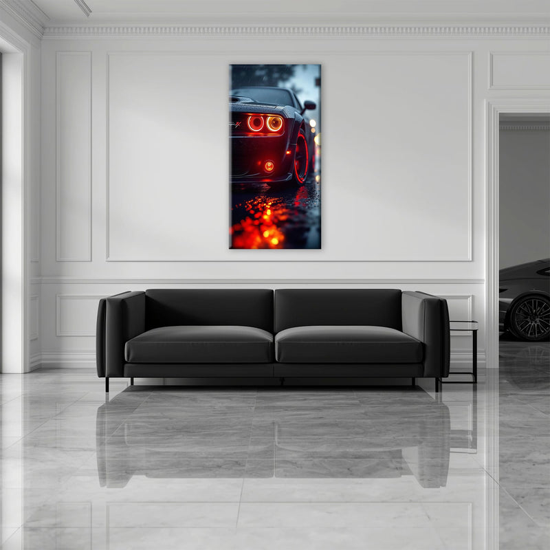 Dodge Challenger R/T Red Rain Wall Art – Muscle Car Canvas Print Cars