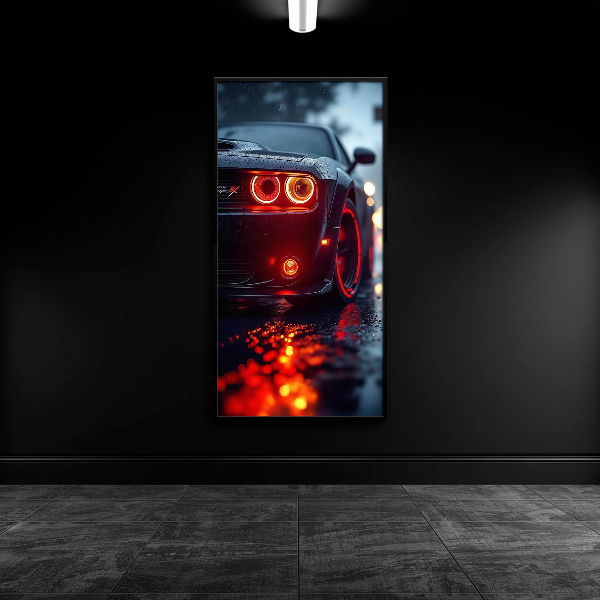 Dodge Challenger R/T Red Rain Wall Art – Muscle Car Canvas Print Cars
